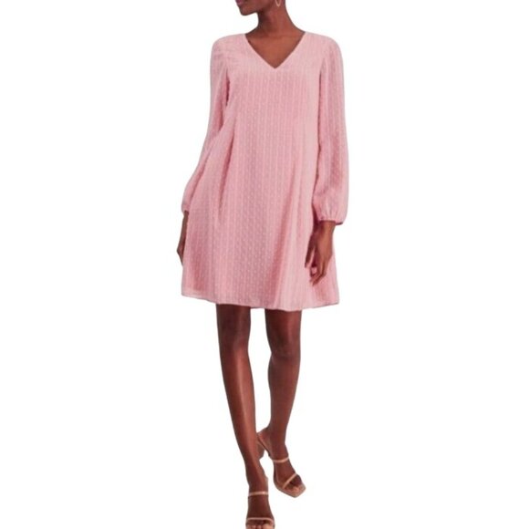 NEW INC International Concepts Blush Pink Swiss Dot Tie Back‎ Shift Dress Size S - Picture 1 of 14